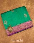 Rama Green Pure Raw Silk Handloom Saree