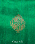 Rama Green Pure Raw Silk Handloom Saree