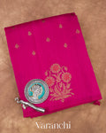 Rani Pink Borderless Pure Raw Silk Handloom Saree 