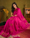 Rani Pink Borderless Pure Raw Silk Handloom Saree 