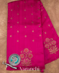 Rani Pink Borderless Pure Raw Silk Handloom Saree 