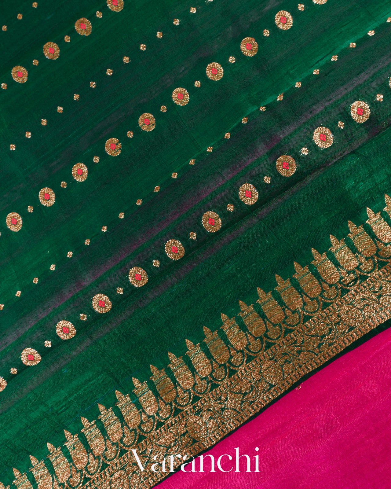 Rani Pink Borderless Pure Raw Silk Handloom Saree 