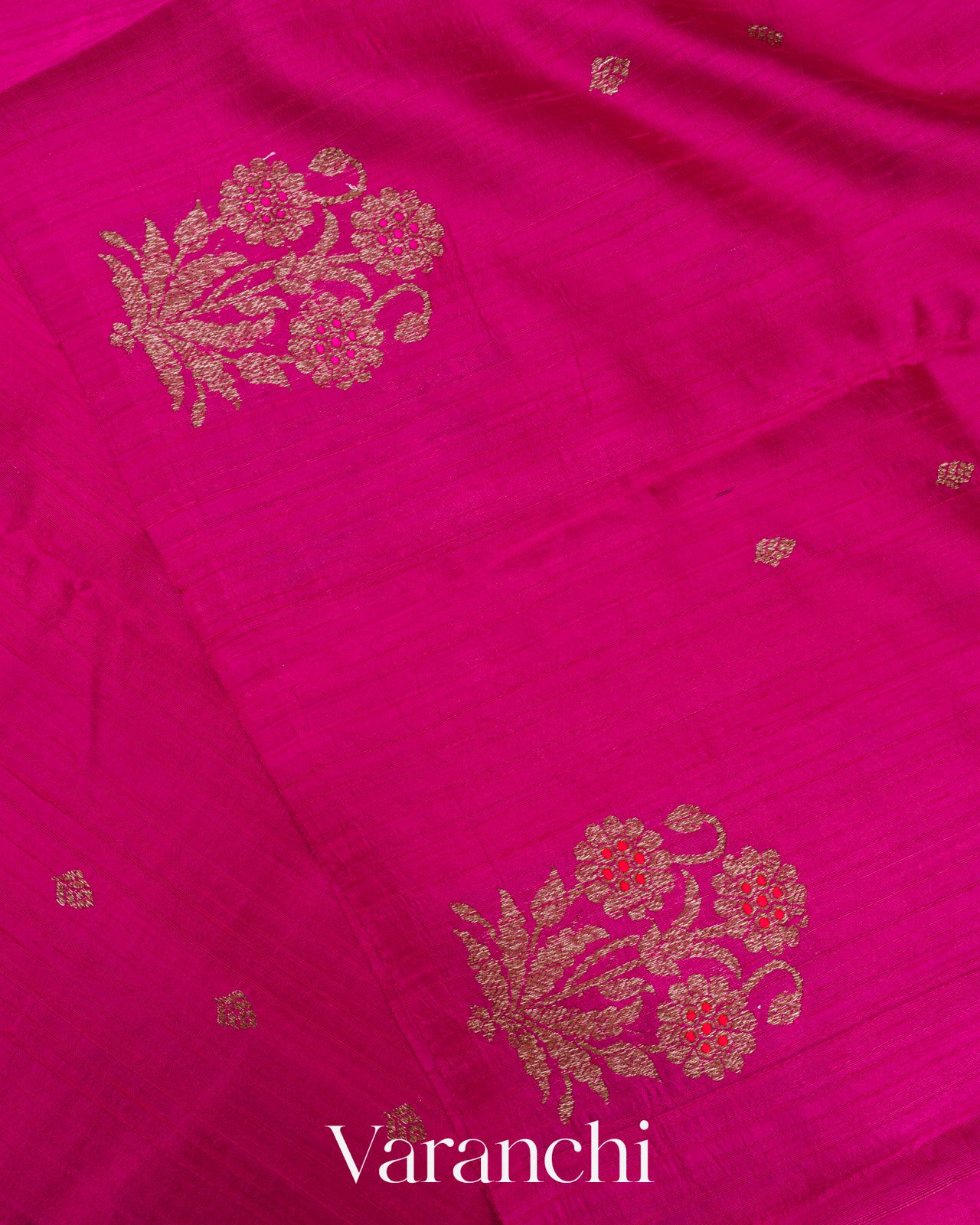Rani Pink Borderless Pure Raw Silk Handloom Saree 