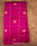 Rani Pink Checks Raw Silk Handloom Saree