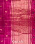 Rani Pink Checks Raw Silk Handloom Saree