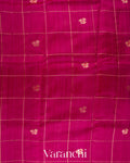 Rani Pink Checks Raw Silk Handloom Saree