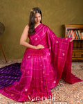 Rani Pink Checks Raw Silk Handloom Saree