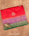 Bright Red Pure Raw Silk Handloom Saree