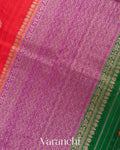 Bright Red Pure Raw Silk Handloom Saree