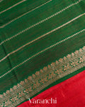 Bright Red Pure Raw Silk Handloom Saree
