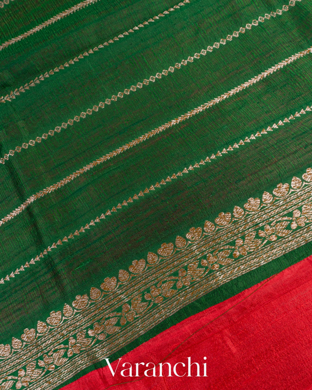 Bright Red Pure Raw Silk Handloom Saree