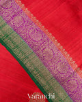 Bright Red Pure Raw Silk Handloom Saree