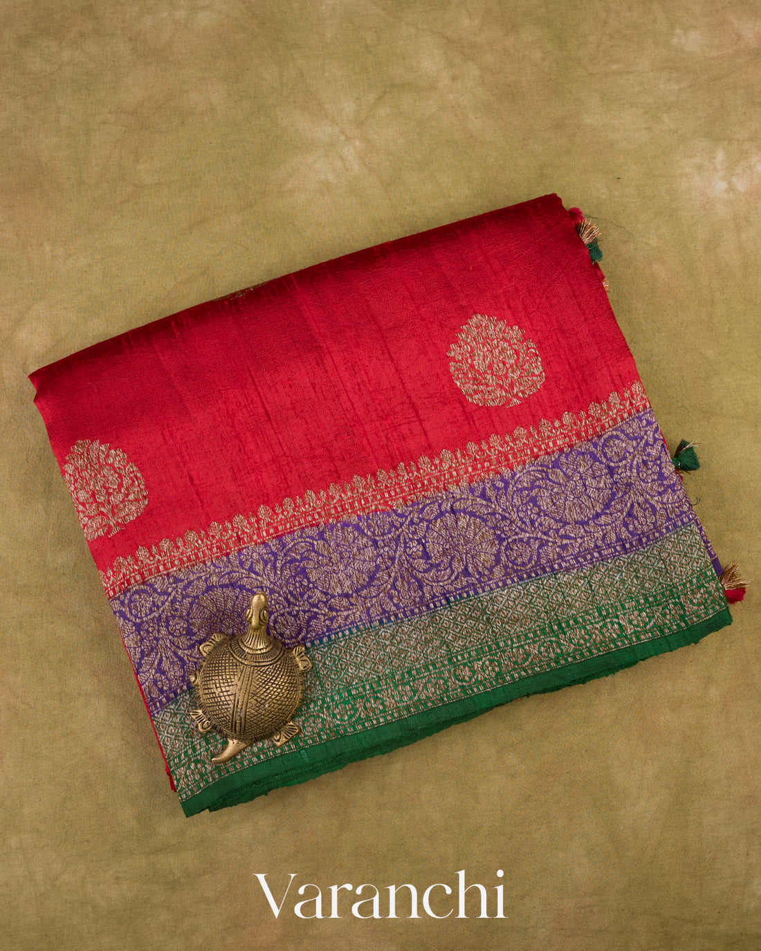 Red Pure Raw Silk Handloom Saree
