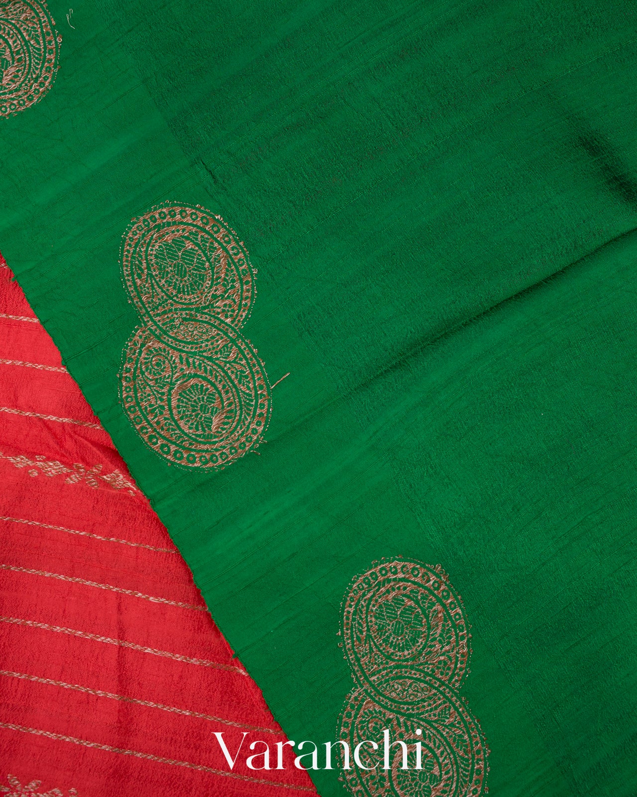 Bright Red Pure Raw Silk Handloom Saree