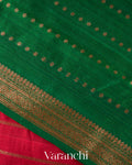 Crimson Red  Borderless Striped Pure Raw Silk Handloom Saree