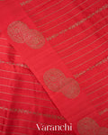 Bright Red Pure Raw Silk Handloom Saree