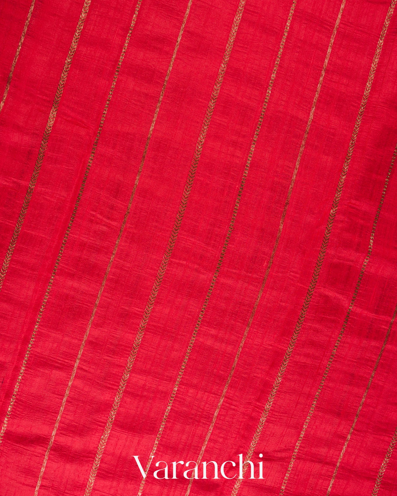Crimson Ruby Borderless Striped Pure Raw Silk Handloom Saree
