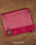 Deep Crimson Red with Tissue Stripes Pure Raw Silk Handloom Saree 