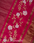 Deep Crimson Red with Tissue Stripes Pure Raw Silk Handloom Saree 