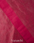 Deep Crimson Red with Tissue Stripes Pure Raw Silk Handloom Saree 