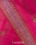 Rani Pink And Rose Pink Ombre-Dyed Raw Silk Handloom Saree