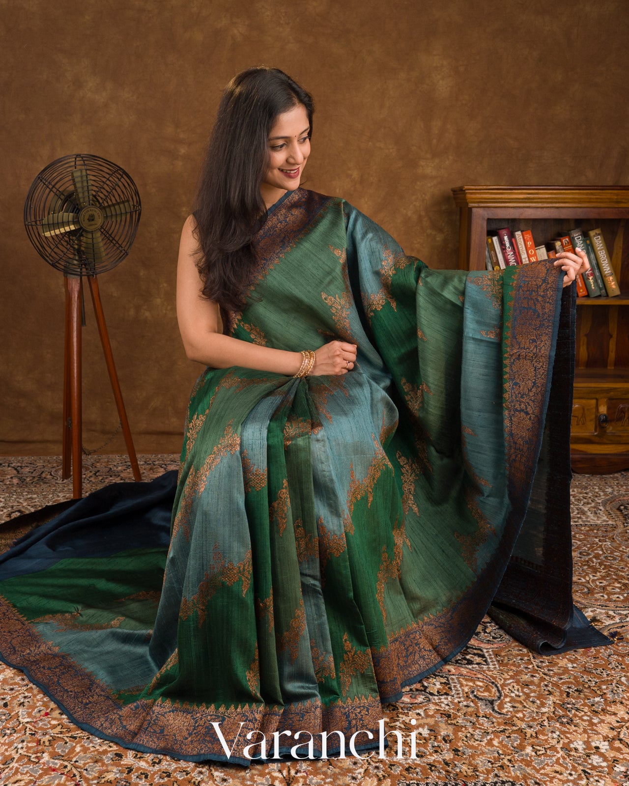 Teal Blue Lehariya Pure Raw Silk Handloom Saree 