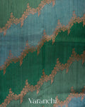 Teal Blue Lehariya Pure Raw Silk Handloom Saree 