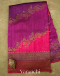 Magenta Tricolour Rangkaat Raw Silk Handloom Saree