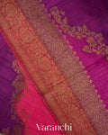 Magenta Tricolour Rangkaat Raw Silk Handloom Saree