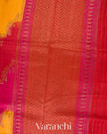 Red Tricolour Rangkaat Raw Silk Handloom Saree