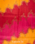 Red Tricolour Rangkaat Raw Silk Handloom Saree