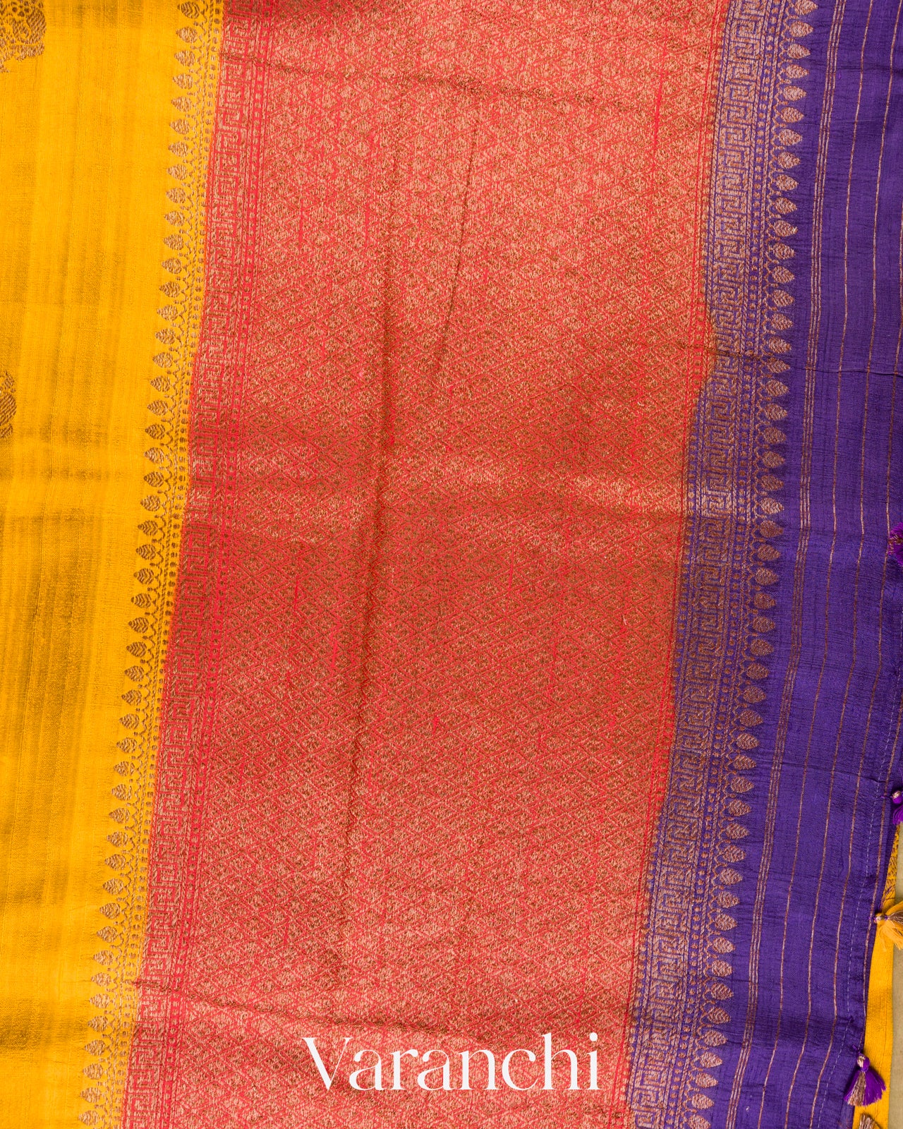 Turmeric Yellow Pure Raw Silk Handloom Saree