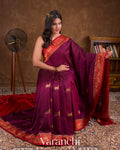 Wine Purple Pure Raw Silk Handloom Saree 