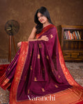 Wine Purple Pure Raw Silk Handloom Saree 