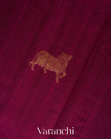 Wine Purple Pure Raw Silk Handloom Saree 