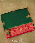 Forest Green Pure Raw Silk Handloom Saree  