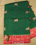 Forest Green Pure Raw Silk Handloom Saree  