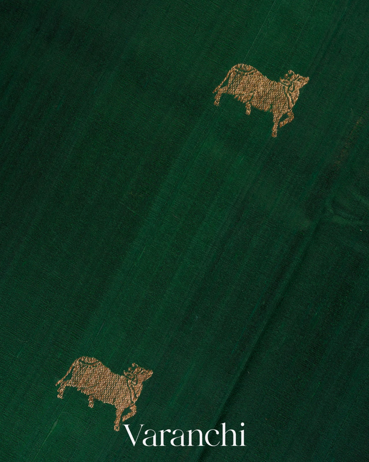 Forest Green Pure Raw Silk Handloom Saree  