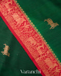 Forest Green Pure Raw Silk Handloom Saree 
