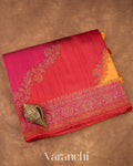 Chilli Red And Magenta Tricolour Rangkaat Pure Raw Silk Handloom Saree