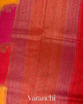 Chilli Red And Magenta Tricolour Rangkaat Pure Raw Silk Handloom Saree 