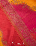Chilli Red And Magenta Tricolour Rangkaat Pure Raw Silk Handloom Saree
