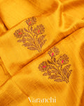 Turmeric Yellow Borderless Pure Raw Silk Handloom Saree