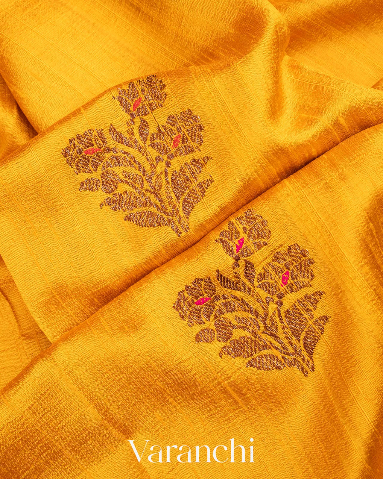 Turmeric Yellow Borderless Pure Raw Silk Handloom Saree