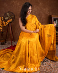 Turmeric Yellow Borderless Pure Raw Silk Handloom Saree