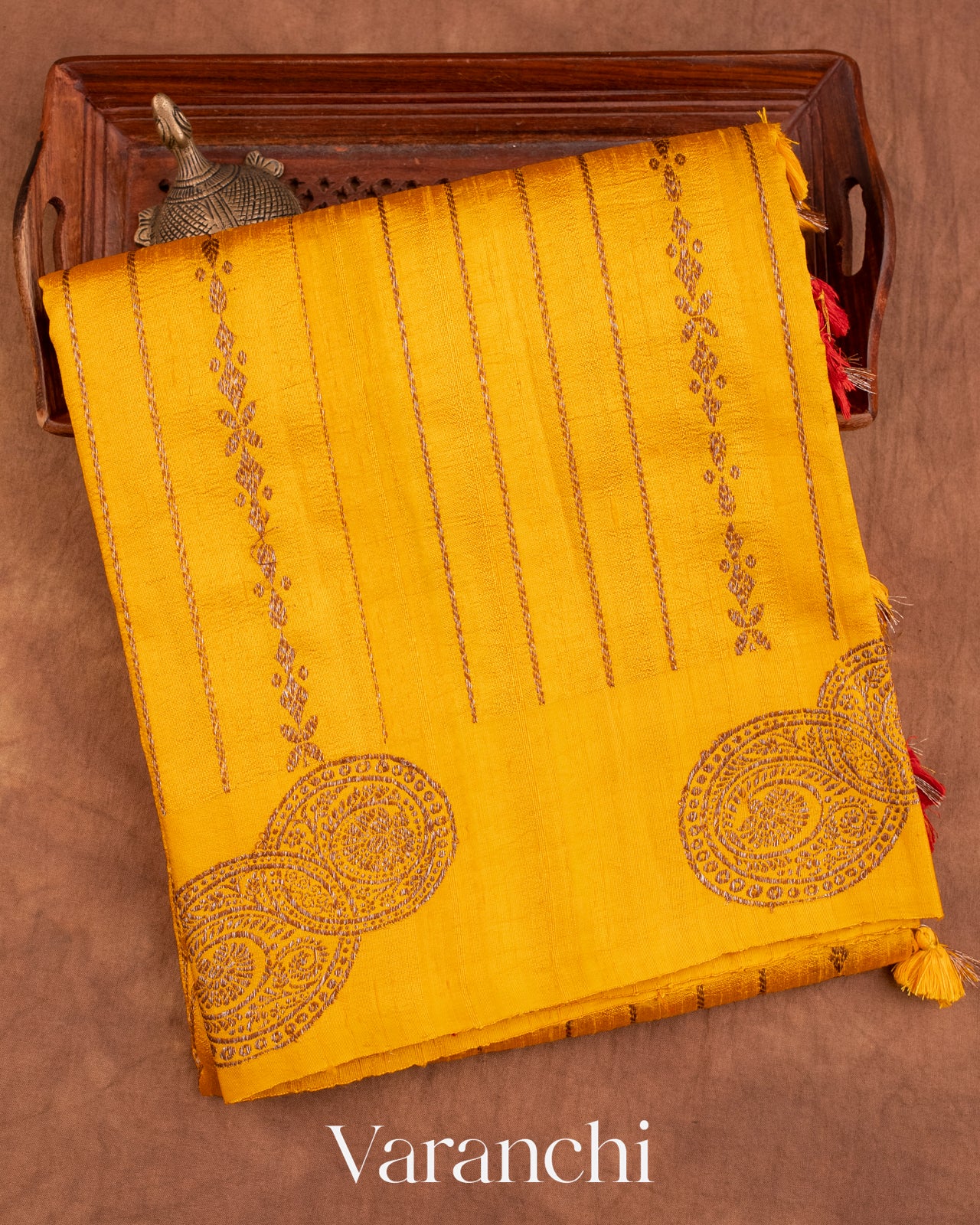 Turmeric Yellow Pure Raw Silk Handloom Saree