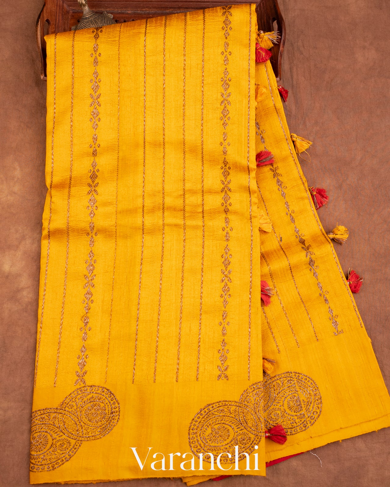 Turmeric Yellow Pure Raw Silk Handloom Saree