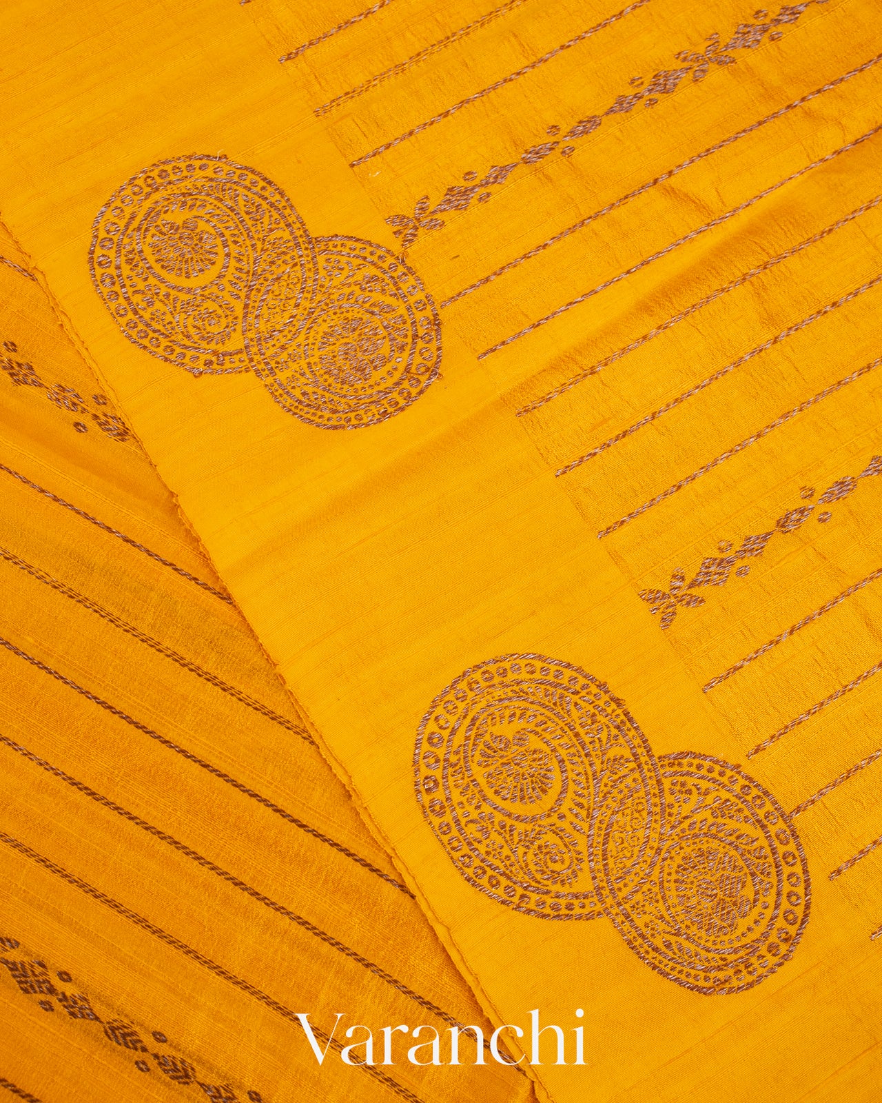 Turmeric Yellow Pure Raw Silk Handloom Saree