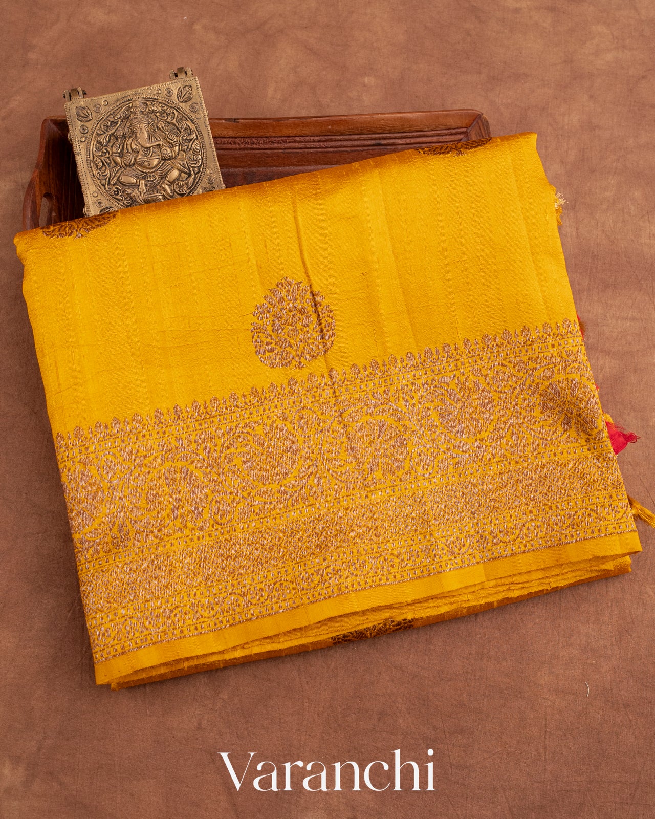 Turmeric Yellow Pure Raw Silk Handloom Saree