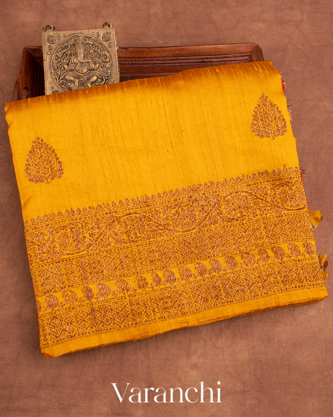 Turmeric Yellow Pure Raw Silk Handloom Saree